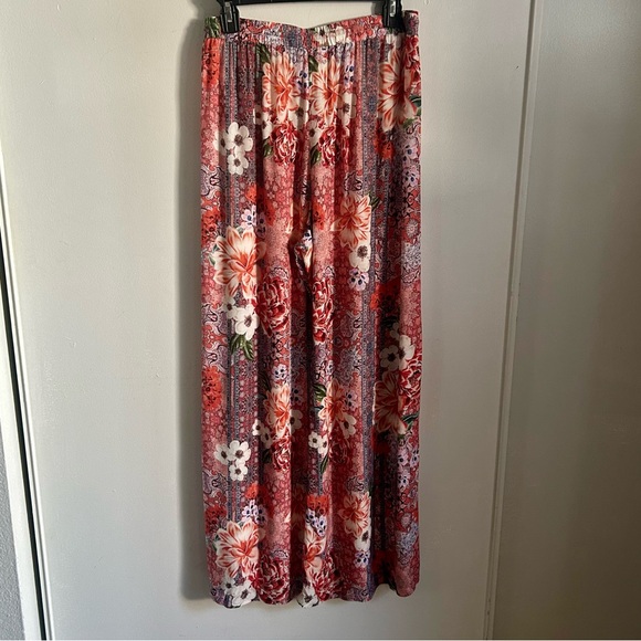 Johnny Was Layla Multicolor Floral Wide Leg Palazzo Easy Style Pants - Picture 7 of 11